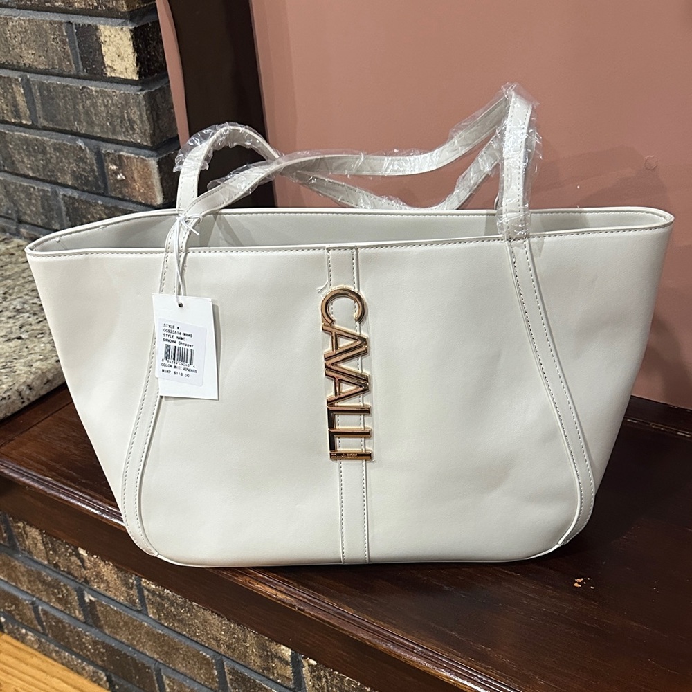 Off white Leather Tote Bag